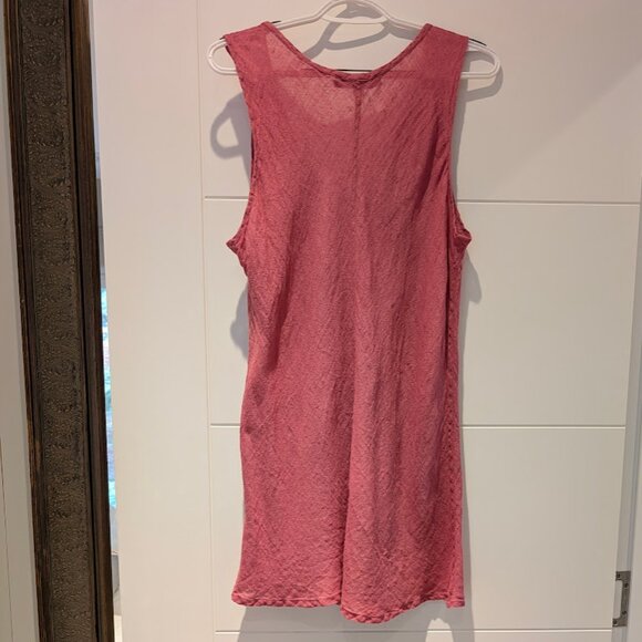 (L) Flax Linen Tunic Raspberry Pink - Picture 3 of 9